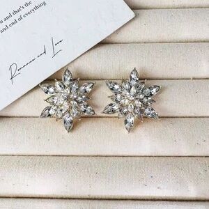 Crystal Snowflake Statement Earrings Holiday Glam Sparkle